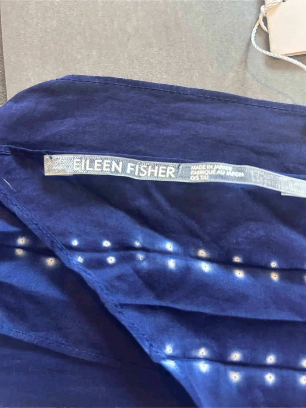 Eileen Fisher Organic Cotton Silk Shibori Lines Skinny Scarf — Slate Lake